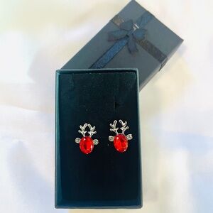 Red and Silver Reindeer Earrings - New in Gift Box